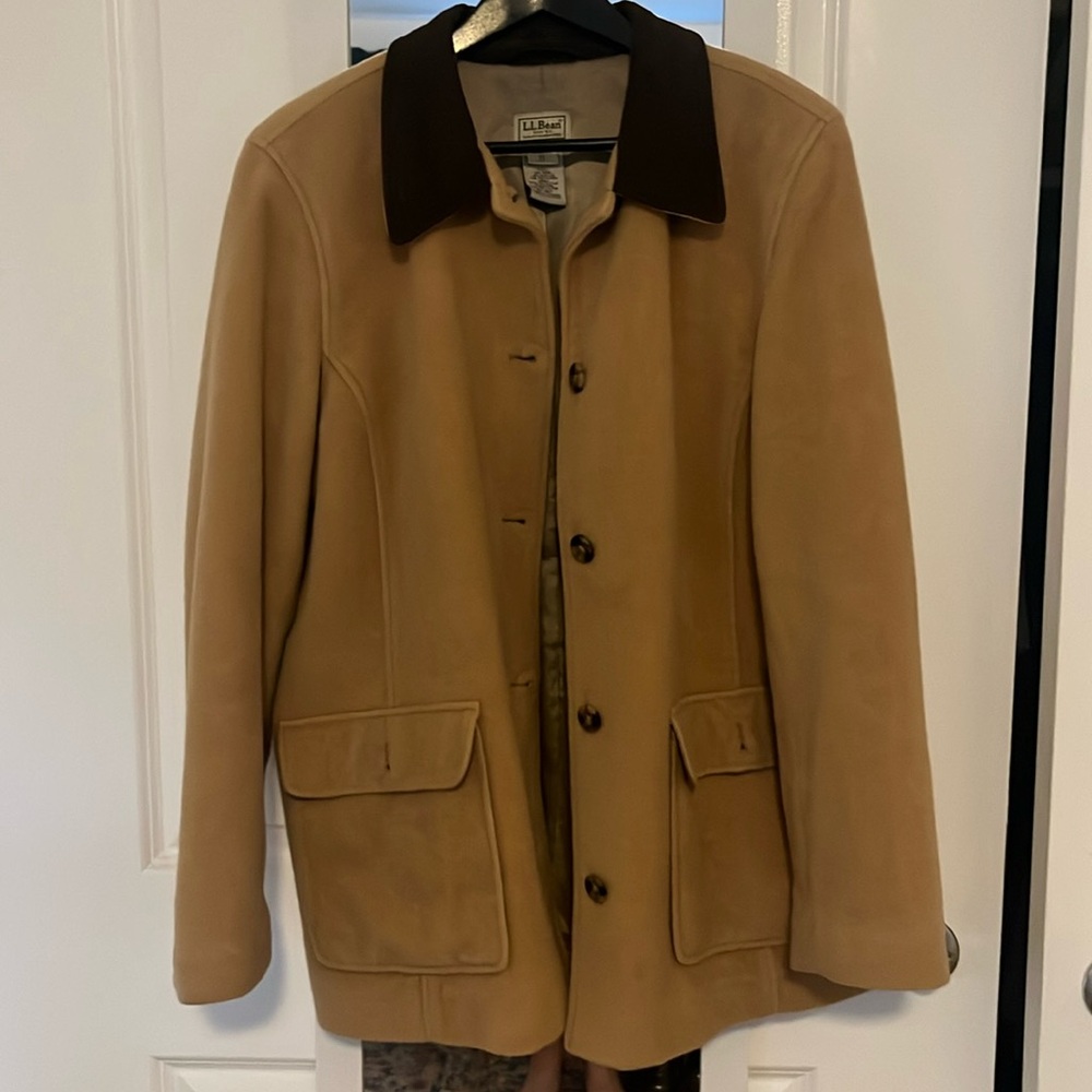 Vintage LL Bean car coat with faux suede collar